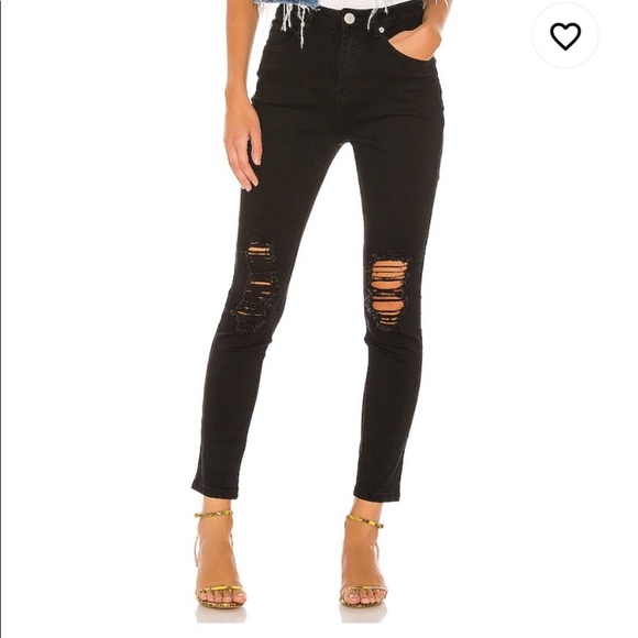 NWOT REVOLVE High Waisted Distressed Black Jeans - Picture 1 of 7